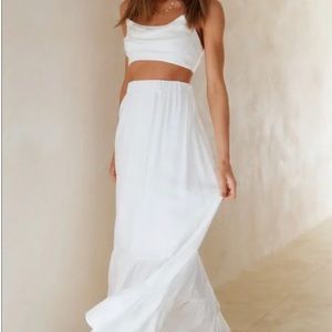 BNWT FORTUNATE ONE ALICE ELLE WHITE MAXI SKIRT SET